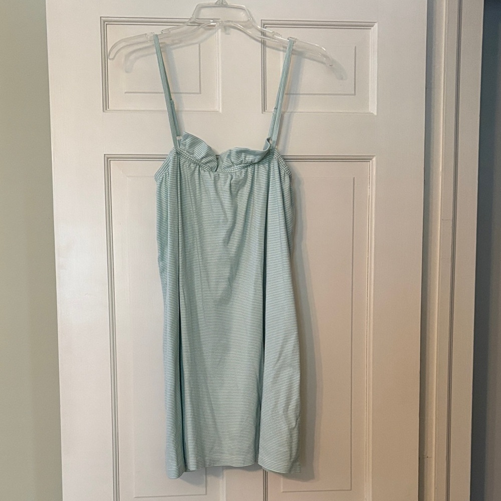 LAKE pajamas: strappy nightgown in green & white stripes